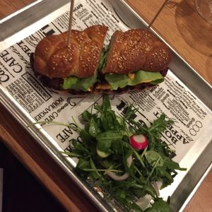 Vietnamese sandwich with fried mushroom ";squid";  at Four One Six (416) in Tel Aviv