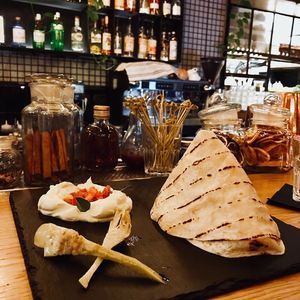 Best starter! Lebanese cream cheese  at Four One Six (416) in Tel Aviv