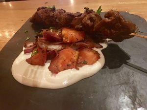 “chicken skewers" at Four One Six (416) in Tel Aviv