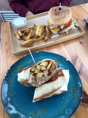 California burrito + VegMek burger at Balans Bistro in Bratislava