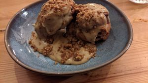 Pastry desert at Balans Bistro in Bratislava