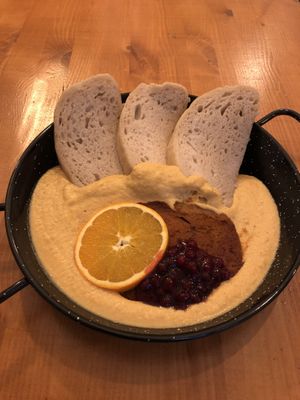 weekend special-traditional svieckova (root veg sauce) with seitan and homemade spelt steamed bun at Balans Bistro in Bratislava