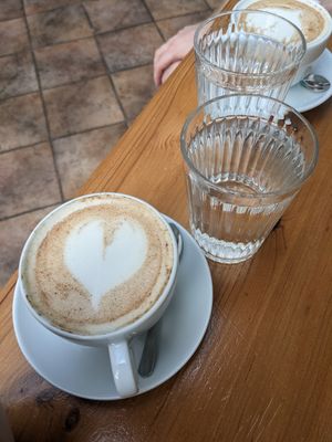 Chai latte, we got it served with a glass of water at Balans Bistro in Bratislava