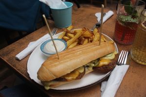 Cuban sandwich (grilled seitan in lemon mojo marinade and other stuff) at Balans Bistro in Bratislava