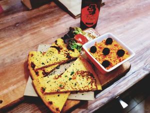 armenian salad with focaccia at Balans Bistro in Bratislava