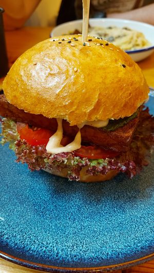 The "green burger" at Balans Bistro in Bratislava