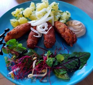 "Chevapi" - Balkan food in vegan version at Balans Bistro in Bratislava