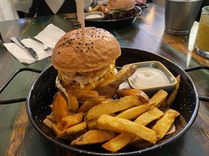 Burger with coleslaww  at Balans Bistro in Bratislava