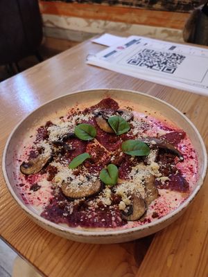 Beetroot ravioli!🤌 *Chef's kiss* at Balans Bistro in Bratislava
