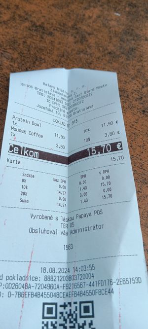  at Balans Bistro in Bratislava