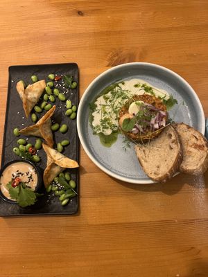 Gyoza and tartar  at Balans Bistro in Bratislava
