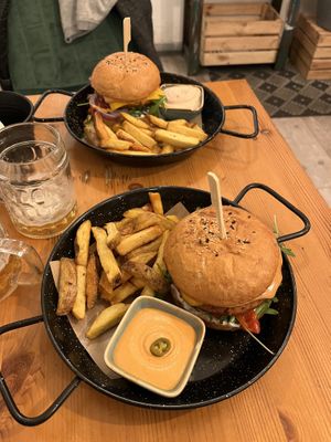 Mexiko burger with fries and chipotle dip  at Balans Bistro in Bratislava