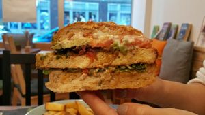 Mouthwatering burger  at Balans Bistro in Bratislava