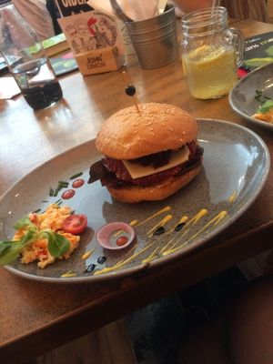 vegan burger at Balans Bistro in Bratislava