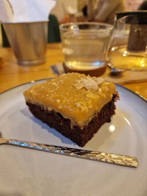 Coco caramel almond cake at Balans Bistro in Bratislava