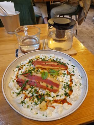 Slovakia dumplings, creeeezy at Balans Bistro in Bratislava