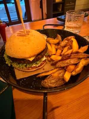Green burger with GF bun at Balans Bistro in Bratislava