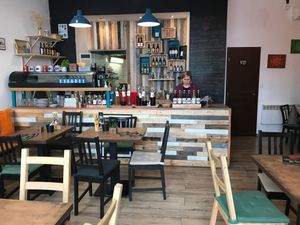 Cafe interior at Balans Bistro in Bratislava