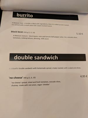 Food menu page 4/4 at Balans Bistro in Bratislava