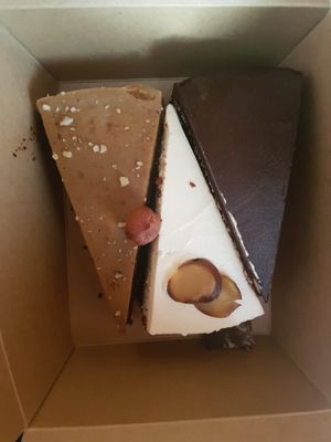 Sacher tart, Chestnut tart and Hazelnut tart at Balans Bistro in Bratislava