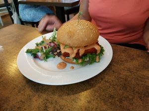 The green burger at Balans Bistro in Bratislava