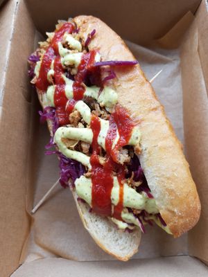 Vegan dog at Balans Bistro in Bratislava