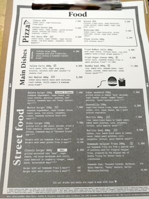 Menu at Balans Bistro in Bratislava