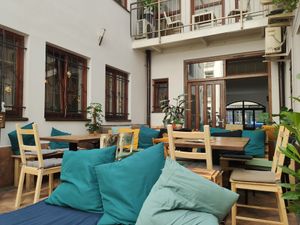 Outdoor seating at Balans Bistro in Bratislava