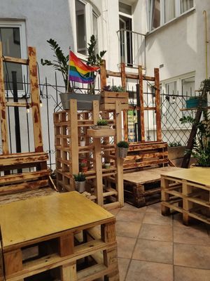 Outdoor seating at Balans Bistro in Bratislava