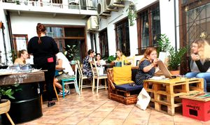 Outside terrace at Balans Bistro in Bratislava