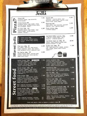 Menu at Balans Bistro in Bratislava