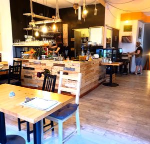 Bar view from the entrance  at Balans Bistro in Bratislava