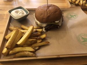 Vegan Burger with cheeze at Balans Bistro in Bratislava