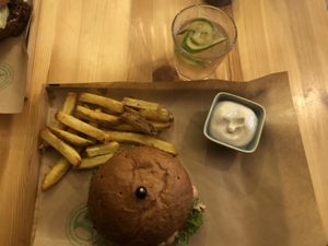 Vegan Burger with Tofu and Avocado at Balans Bistro in Bratislava