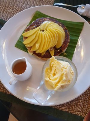 Mango pancake and homemade vanilla ice-cream at Reform Kafe in Chiang Mai