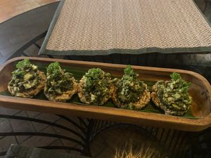 Rice cracker with pesto  at Reform Kafe in Chiang Mai