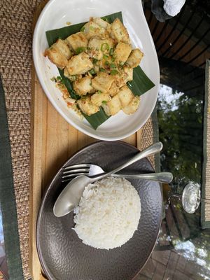 Spicy Fried Tofu and Boiled Rice  at Reform Kafe in Chiang Mai