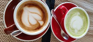 Matcha latte and cappuccino at Reform Kafe in Chiang Mai