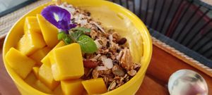 Mango passion smoothie bowl at Reform Kafe in Chiang Mai