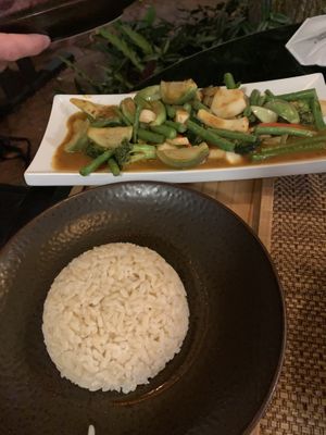 Red curry with rice  at Reform Kafe in Chiang Mai