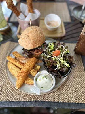 Khao Soi Mushroom Burger  at Reform Kafe in Chiang Mai