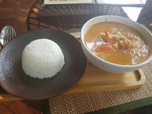Massaman Curry with rice at Reform Kafe in Chiang Mai