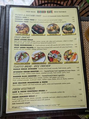 menu at Reform Kafe in Chiang Mai