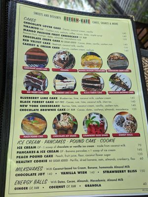 menu at Reform Kafe in Chiang Mai