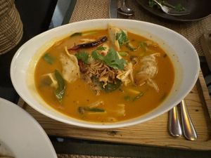 Dumplings in Tom Yum Soup  at Reform Kafe in Chiang Mai