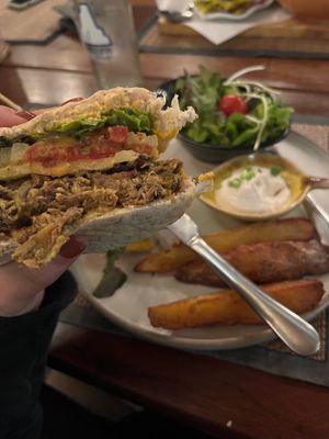 Khao soi burger   at Reform Kafe in Chiang Mai