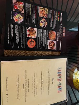 Menu  at Reform Kafe in Chiang Mai