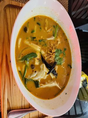 Tom yum with dumplings  at Reform Kafe in Chiang Mai
