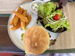 Mushroom burger (200 THB)  at Reform Kafe in Chiang Mai