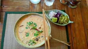 Big amazing bowl of khao soi  at Reform Kafe in Chiang Mai